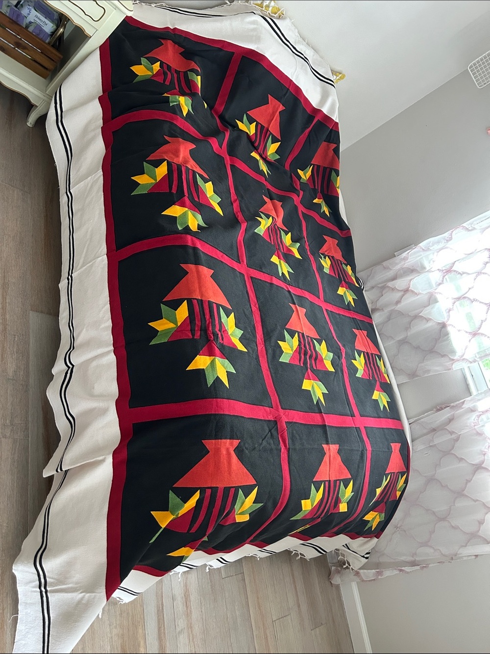 Indian Western Navajo Tunisian style Patchwork bed cover spread
